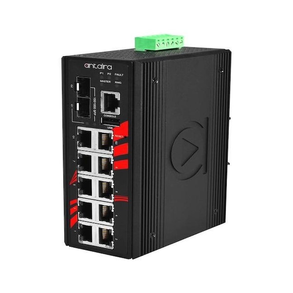 12-Port Industrial PoE+ Light Layer 3 Managed Ethernet Switch